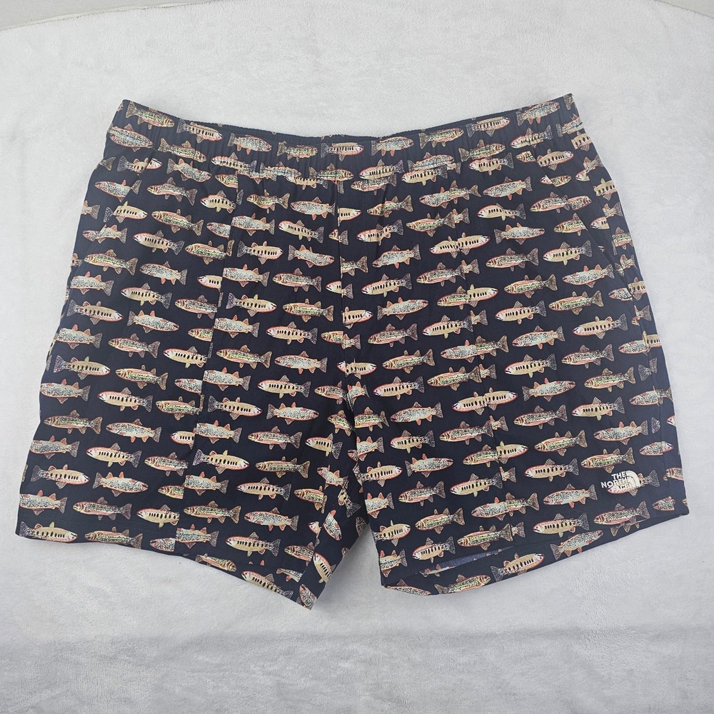 The North Face Mens Class V Pull On Short Aviator Navy Fly Reel Print Size XXL